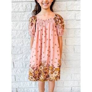 NEW SEA viktoria print puff sleeve dress in pink